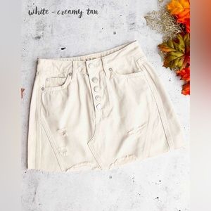 NWOT White Ivory We The Free Free People Denim A-Line Mini Skirt - Size 29 / US8